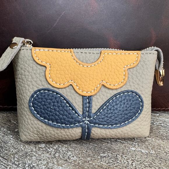 Flower Coin Purse Wallet Genuine Leather Wallet NEW FAST SHIP - Picture 2 of 4